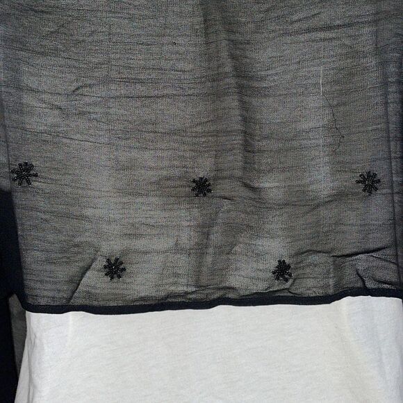 Black chiffon polyester shawl/wrap with black beads - Picture 6 of 7